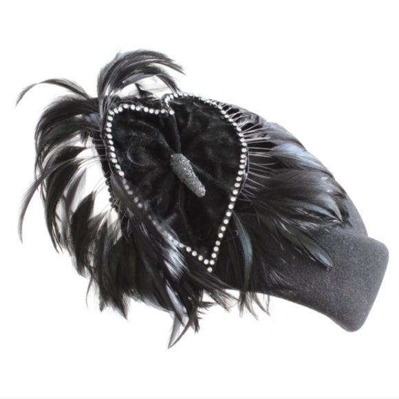 Jack McConnell Hat Wool & Feather Clochette Vintage Fascinator Designer HTF Rare - Picture 1 of 7